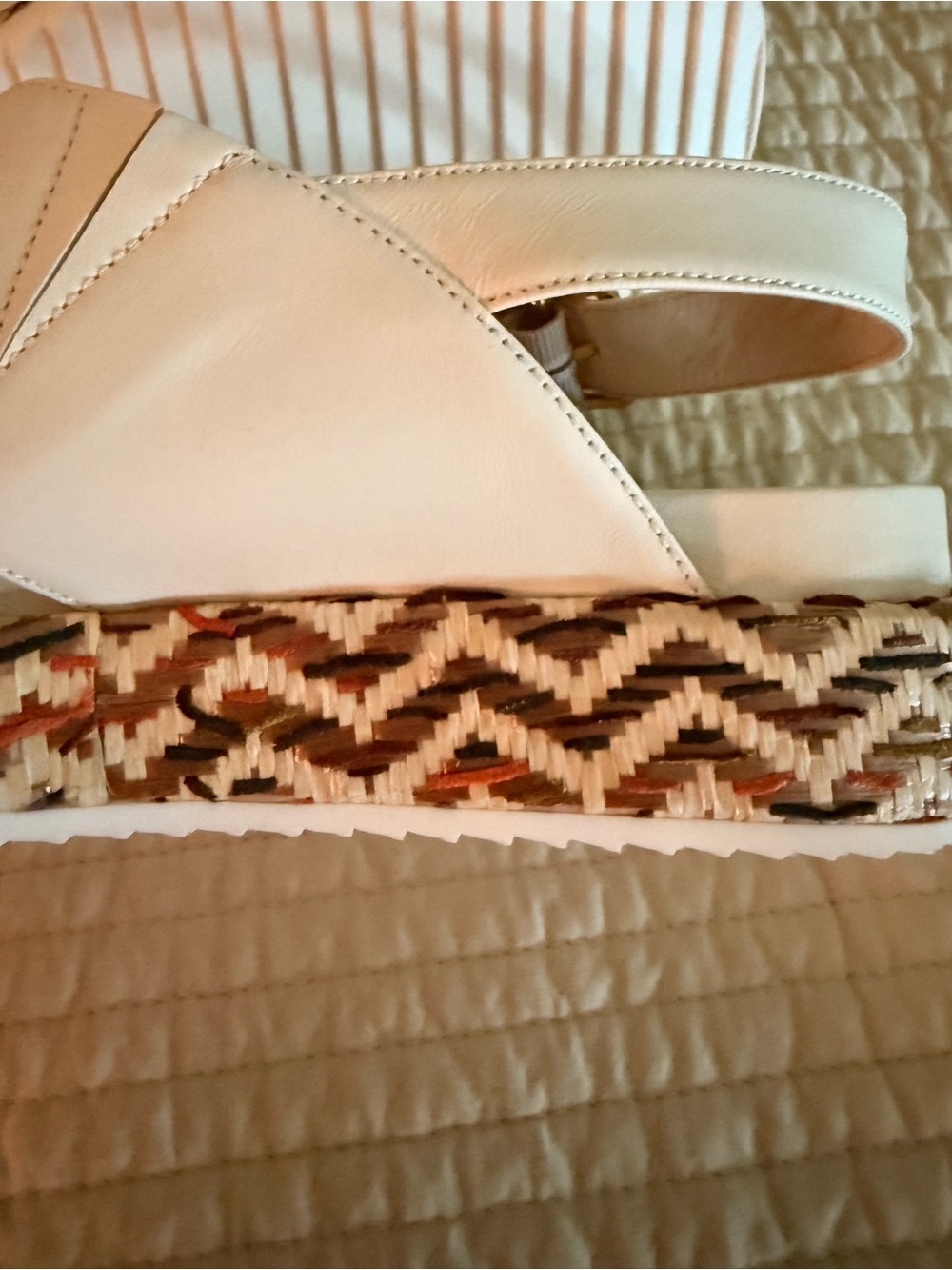 DONALD PLINER NEUS Women's White Leather Crisscross Espadrille Sandals - Picture 3 of 5